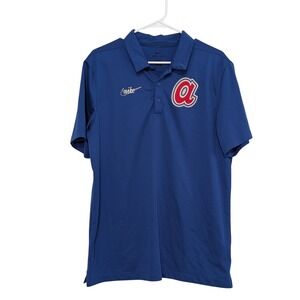 Nike Dri-FIT Atlanta Braves Royal Blue Polo Shirt Men's Large "A" Logo